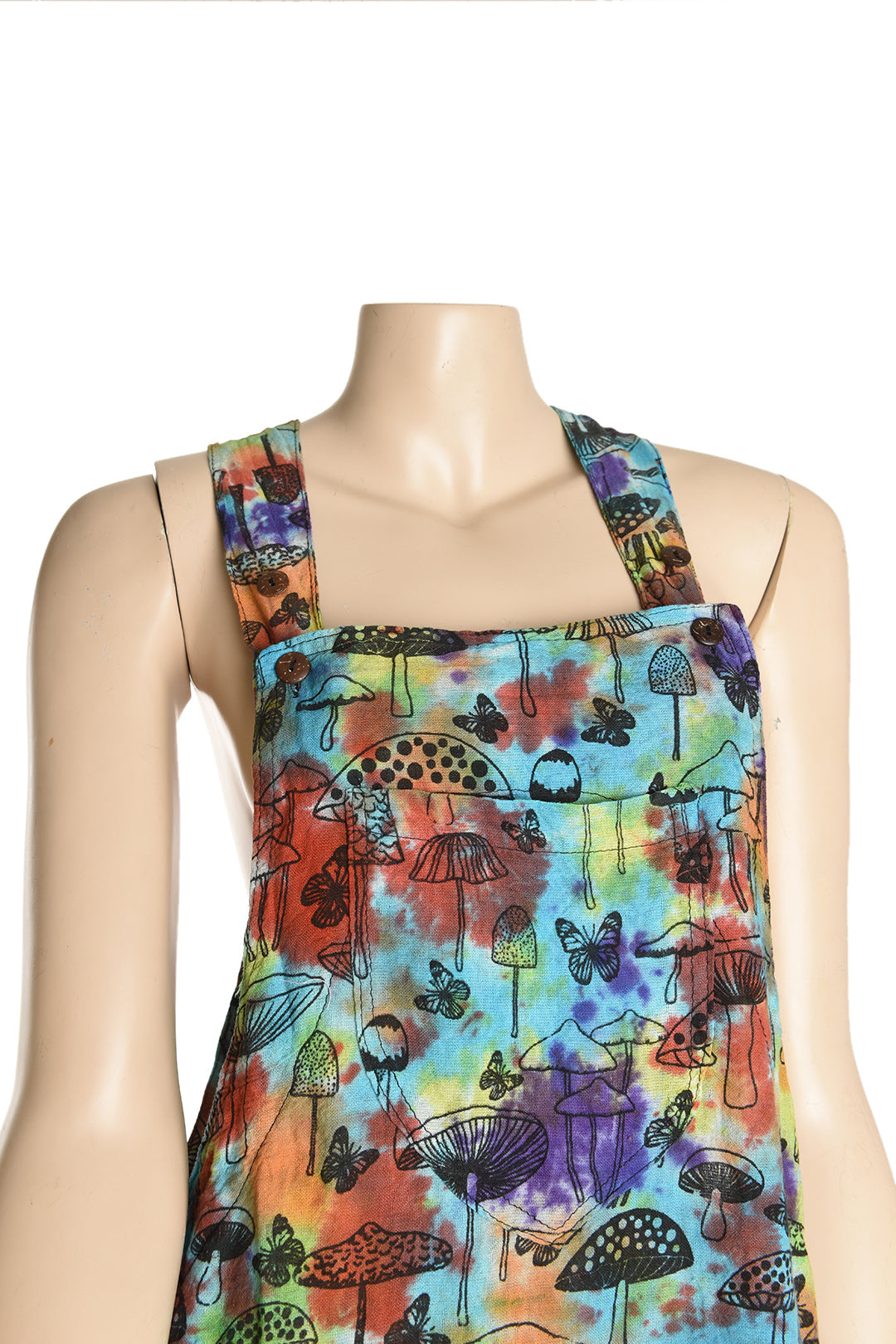 Rainbow Tie Dye Mushroom Short Pinafore Dress