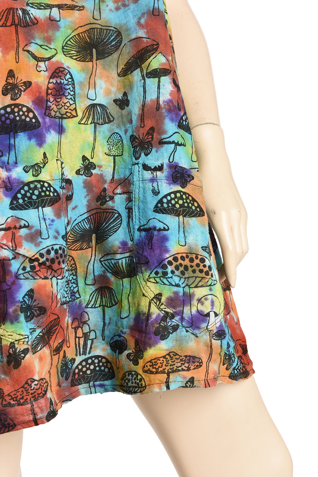 Rainbow Tie Dye Mushroom Short Pinafore Dress