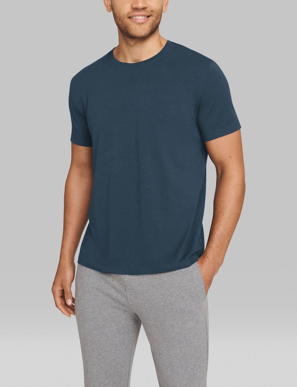 Second Skin Crew Neck Tee in Dress Blue