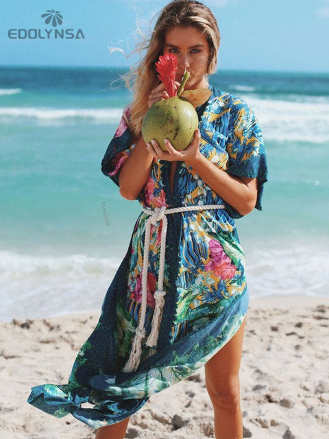 Boho Print Half Sleeve Long Kimono