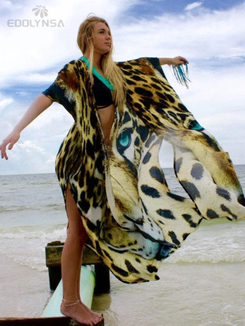 Boho Print Half Sleeve Long Kimono