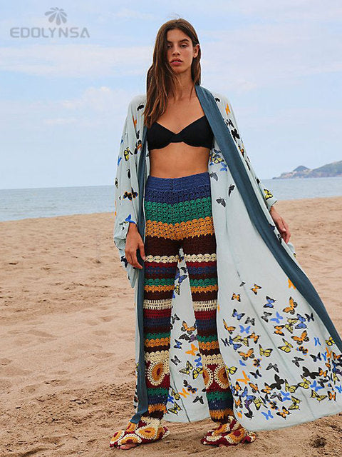 Boho Print Half Sleeve Long Kimono