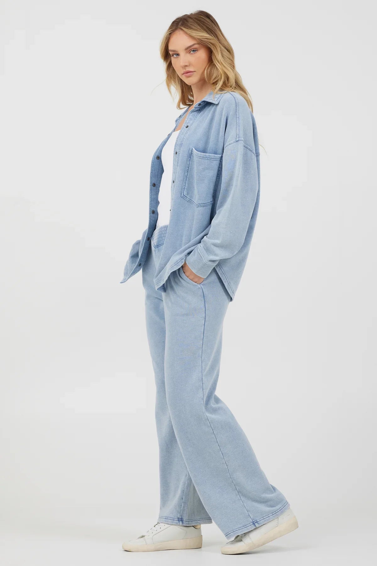 Washed Denim Terry Pant