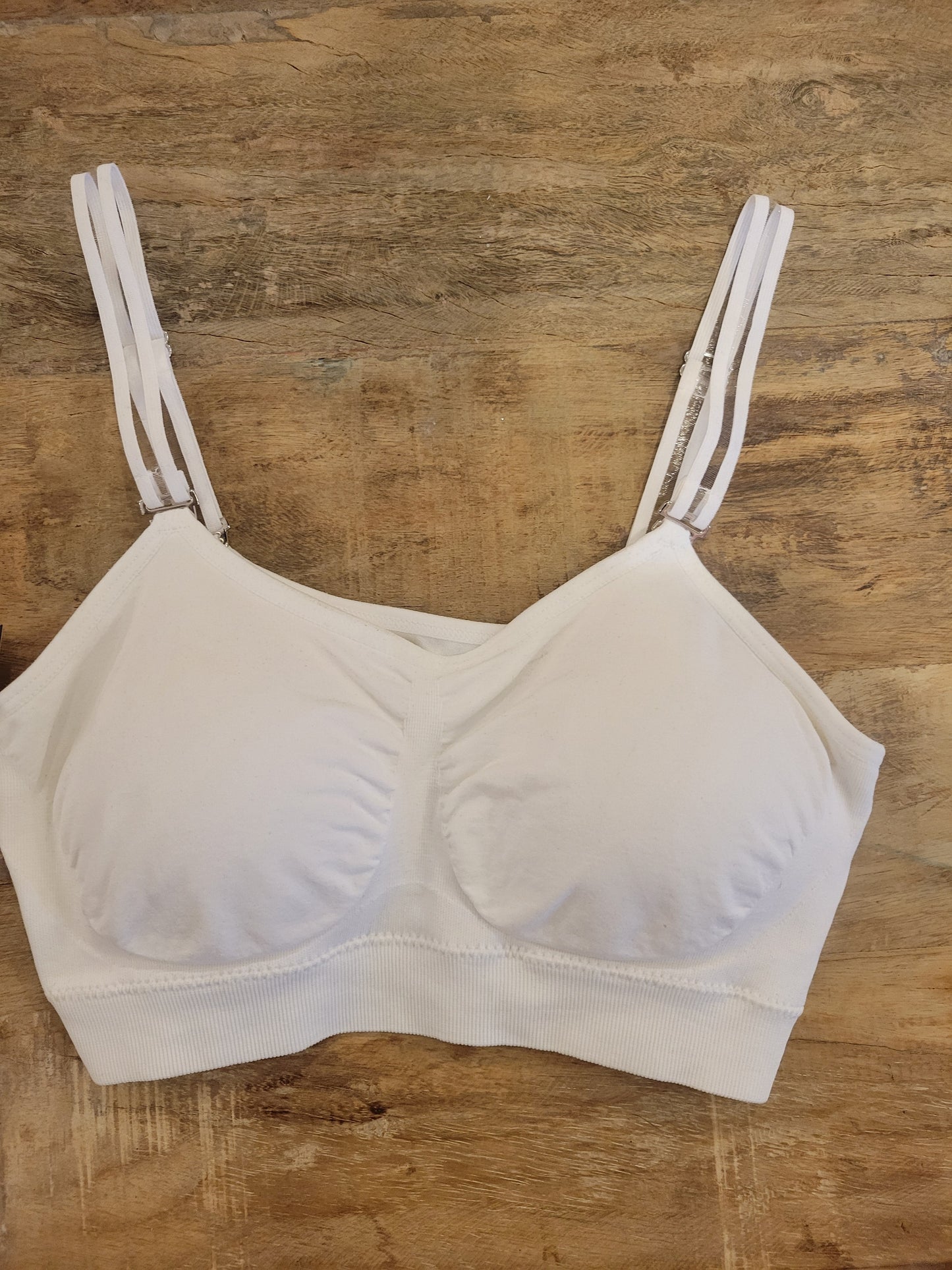 Thin Sheer Strap Bra in White