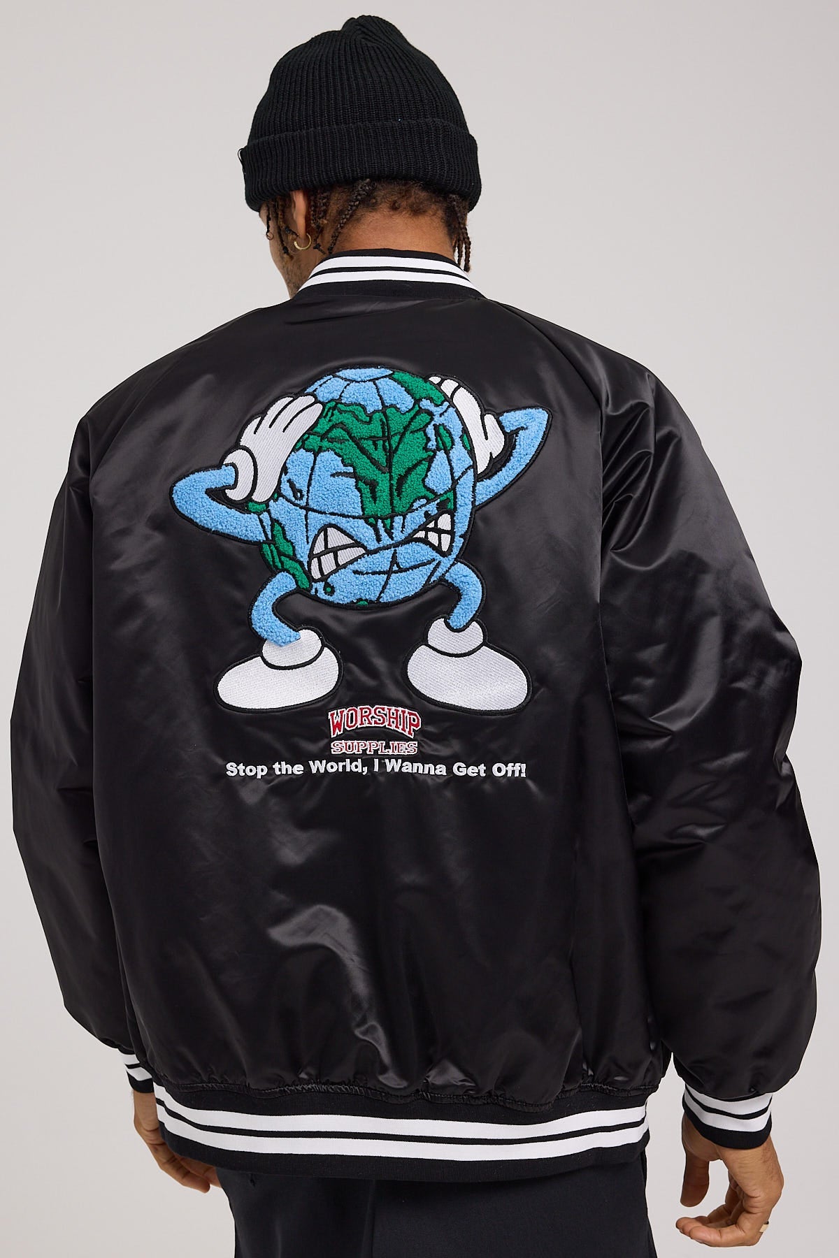 Worship Get Off Nylon Varsity Jacket Black