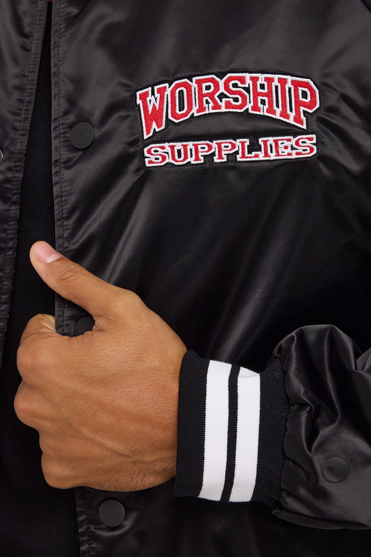 Worship Get Off Nylon Varsity Jacket Black
