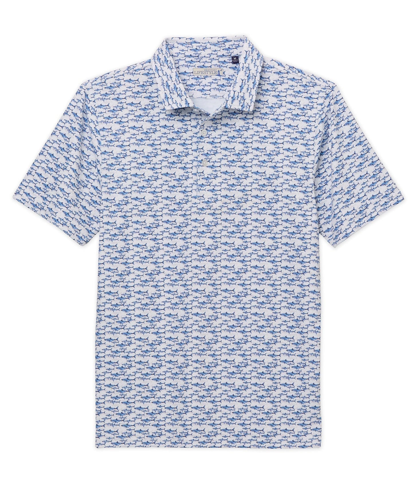 Westport Lifestyle Shark Print Performance Polo Knit Shirt