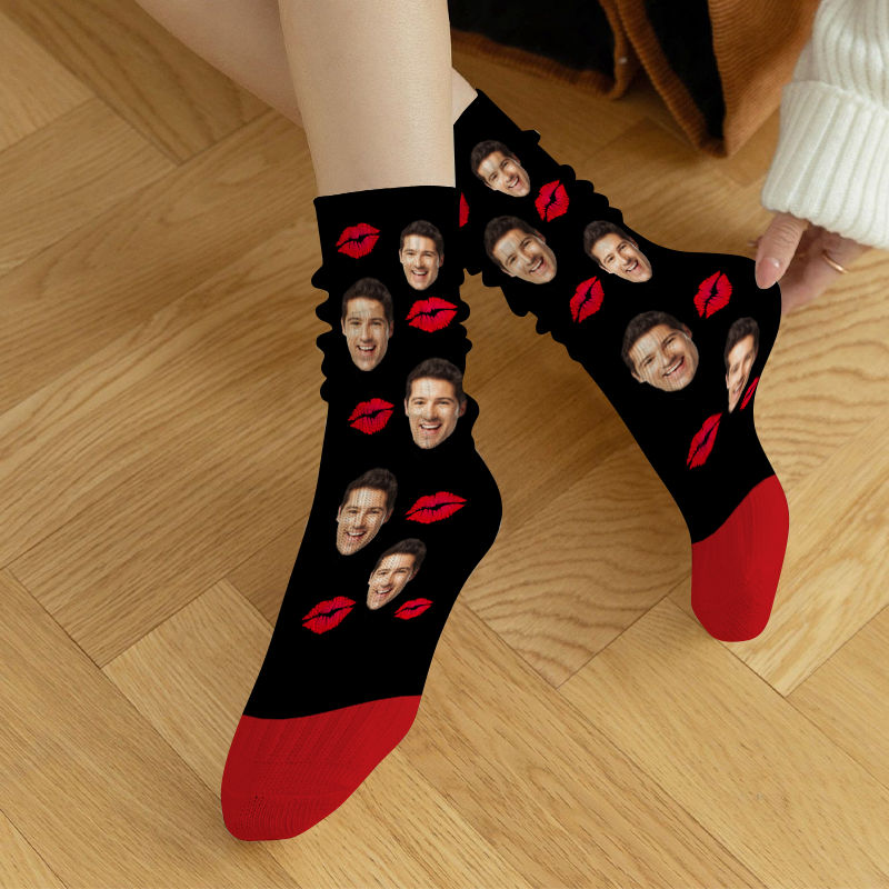 Custom Photo Personalized Custom Socks Gift For Couple Lover Valentine's Day Gift