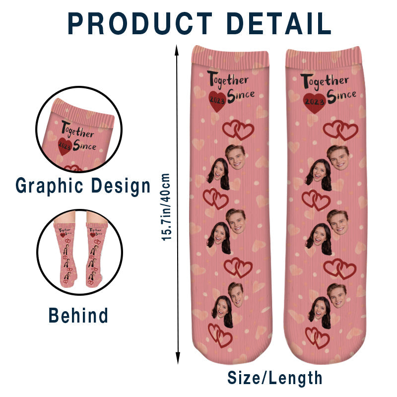 Personalized Socks - Together Since - Gift For Couple Lover - Valentine's Day Gift