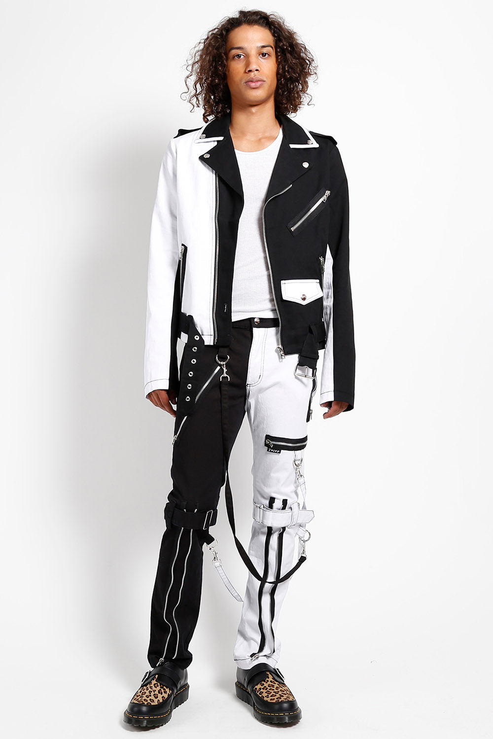 Tripp Split Moto Jacket (Black/White)