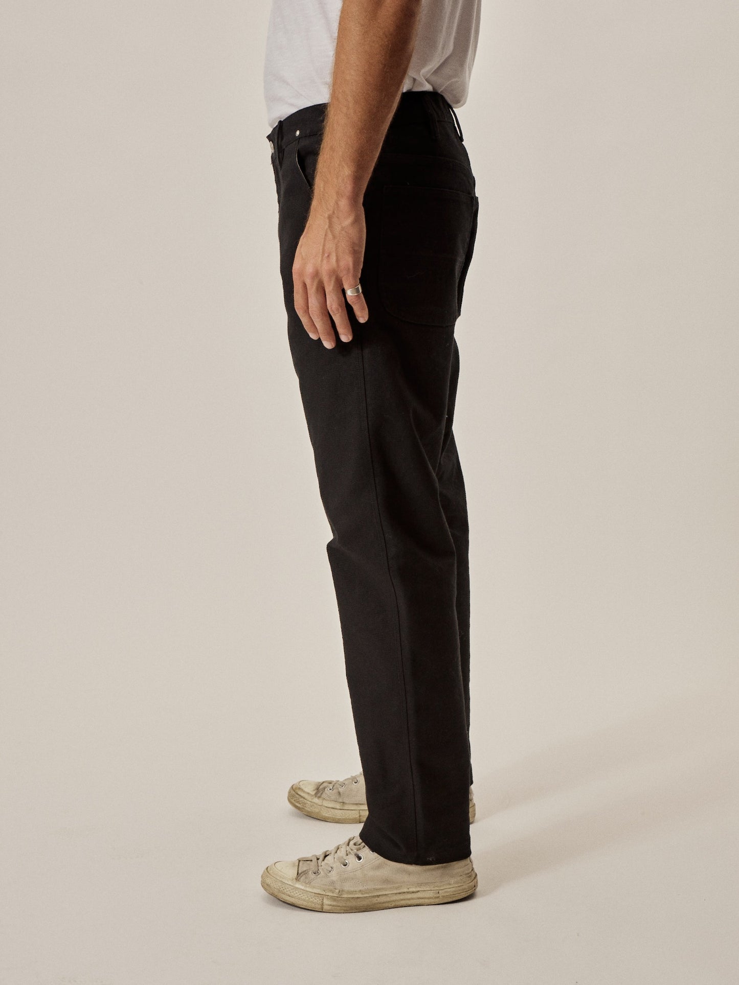Faded Black HW Canvas Full Saddle Work Pant