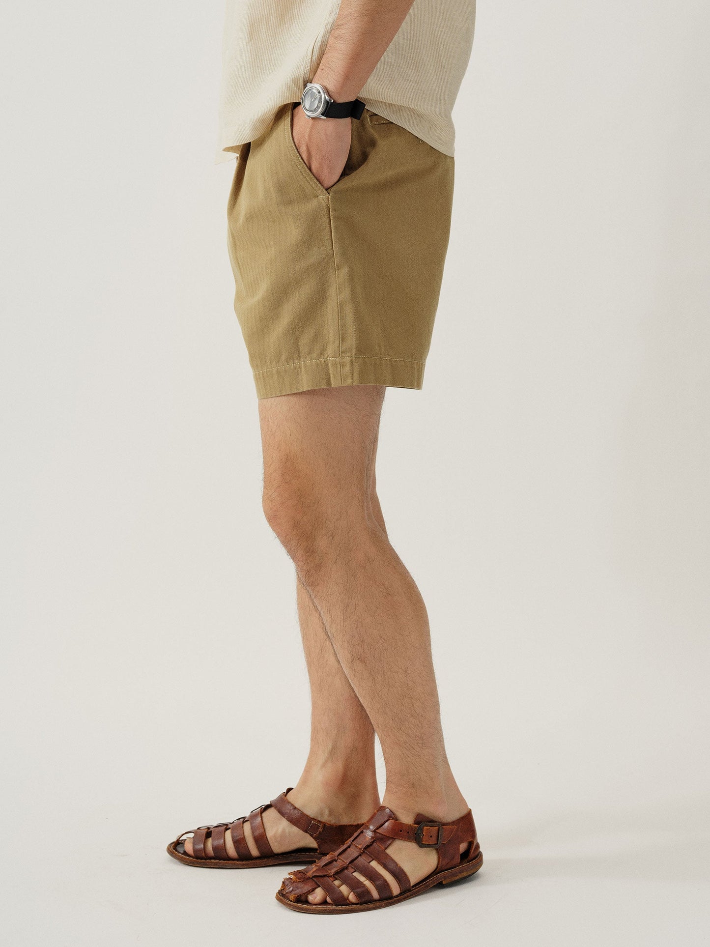 Soft Bronze Herringbone Twill Larsen Short