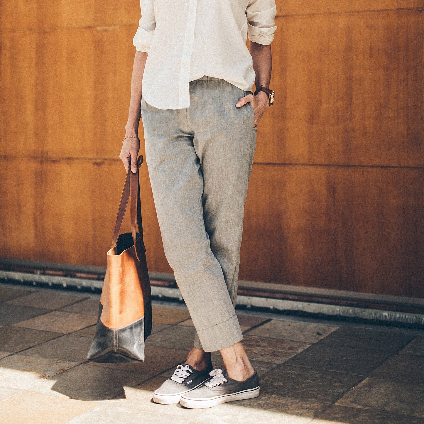 The Isla Pant in Charcoal Cotton