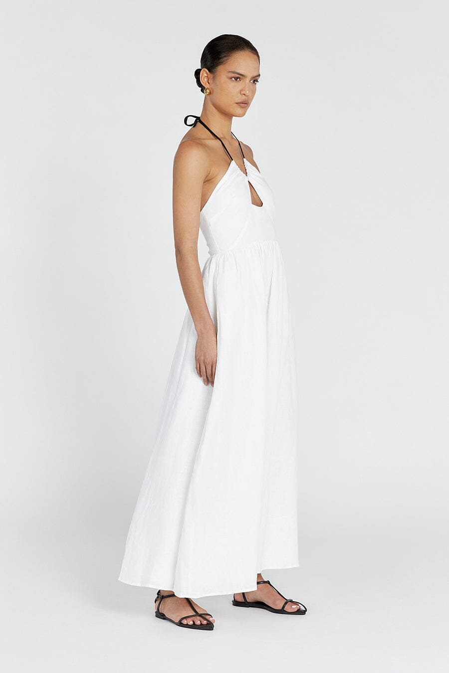 ALYSSA WHITE LINEN MAXI DRESS