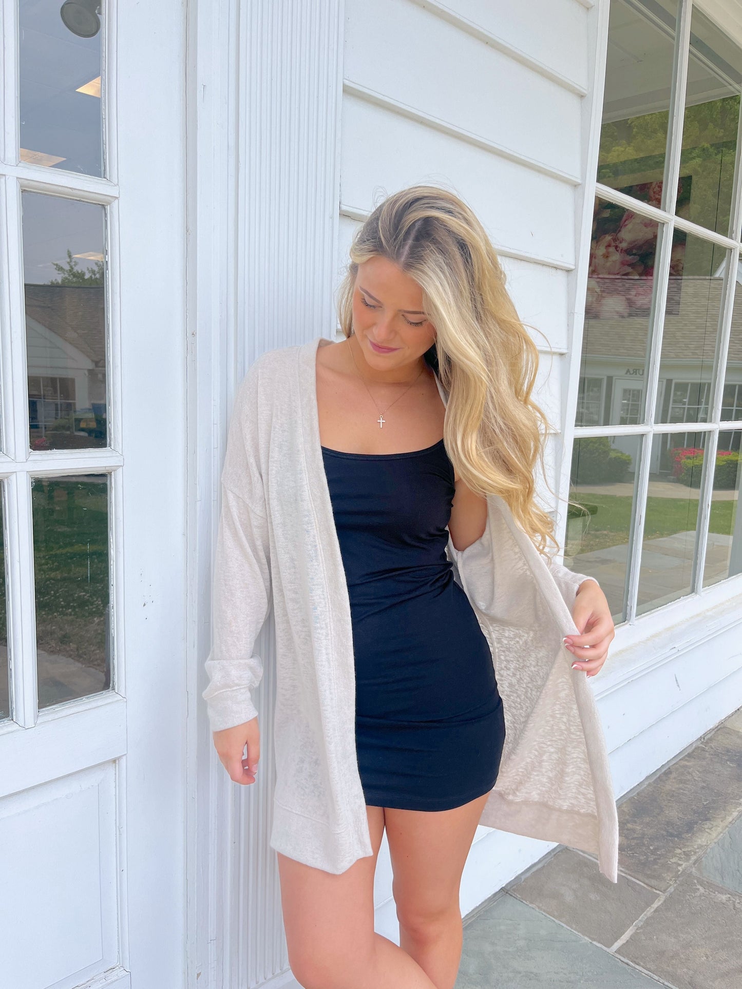 Knit Slip Dress in Black