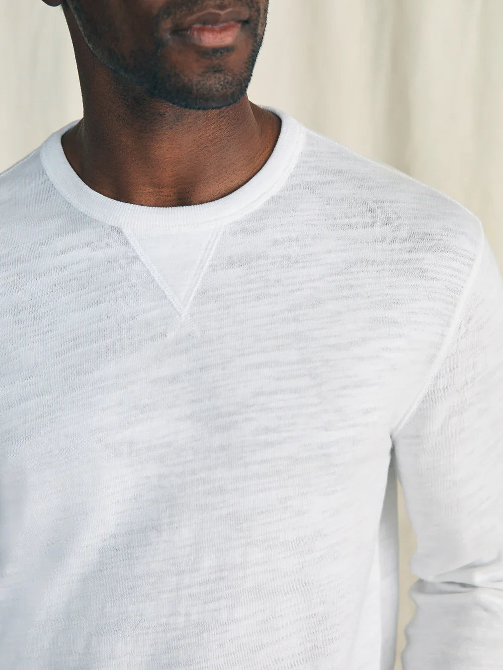 Sunwashed Slub Crew in White