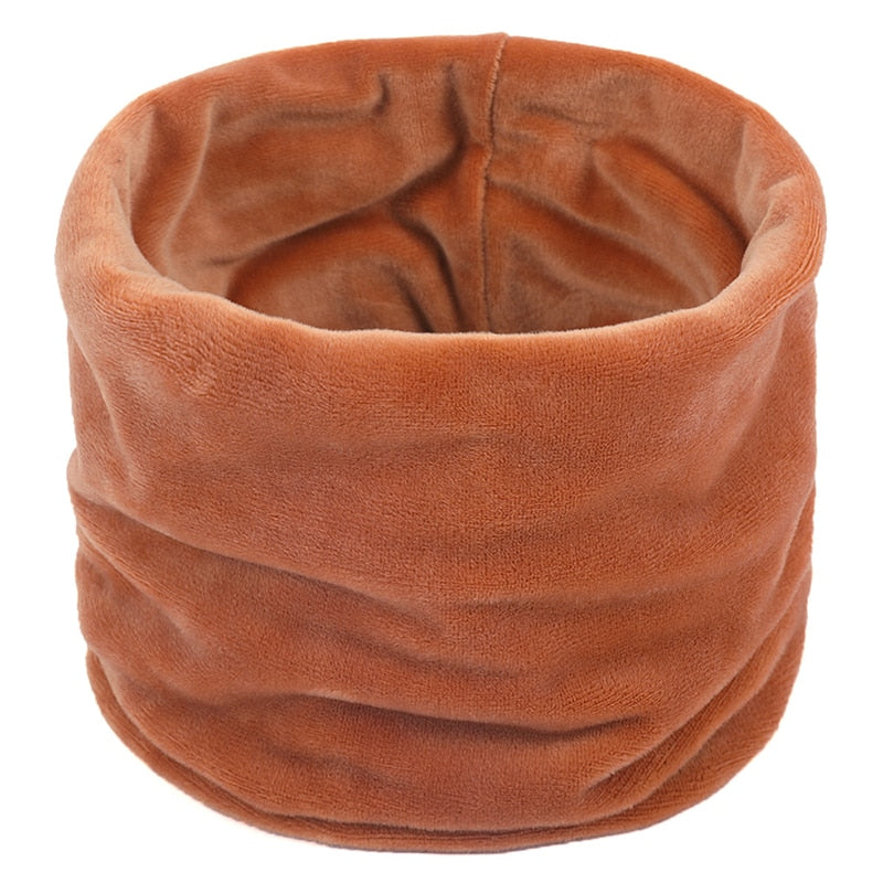 Wool Snood Knitted Winter Warm Plaid Print Chunky Neck Scarf