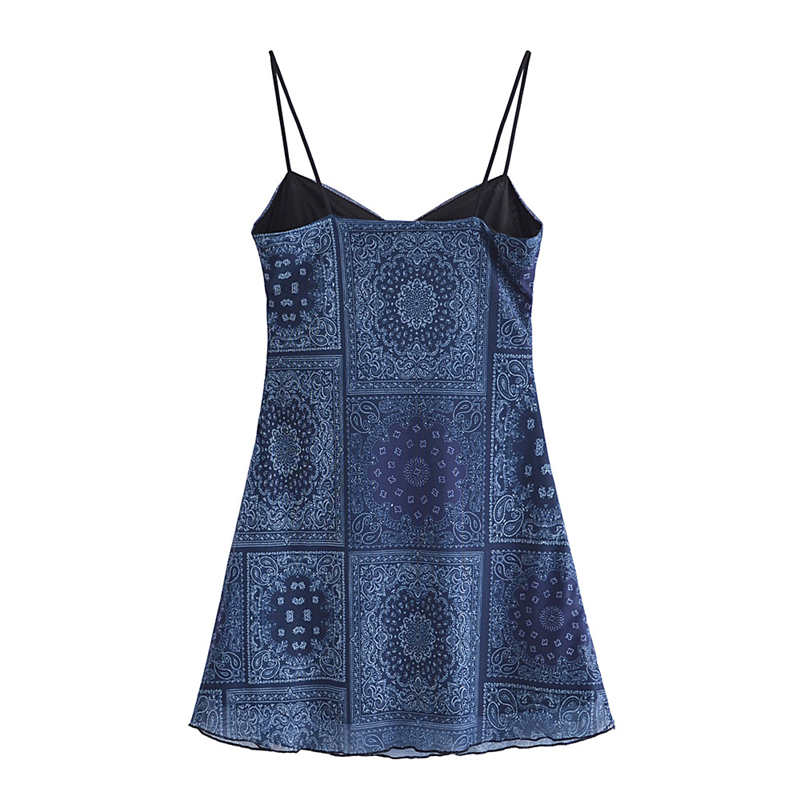 Fashion Blue Loose Sleeveless Midi Dress