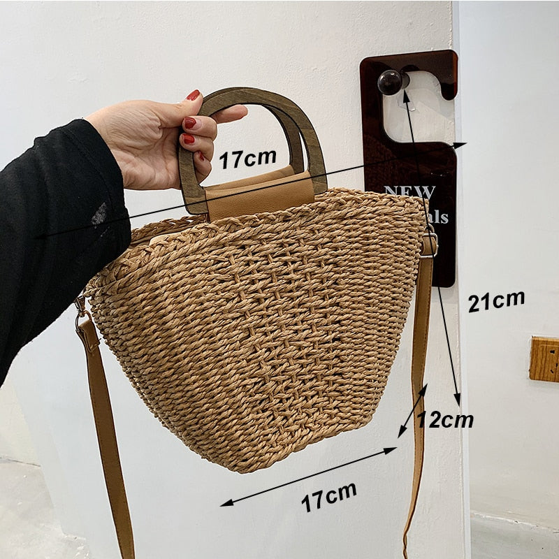Hollow Out Rattan Straw Woven Large Capacity Shoulder Bag