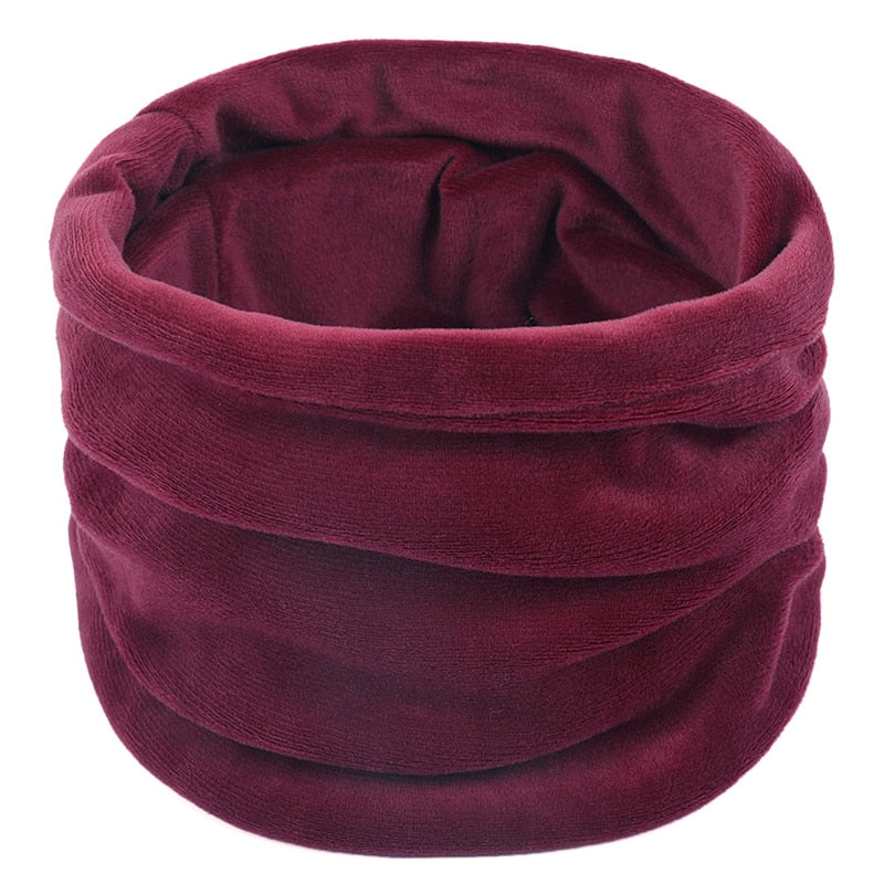 Wool Snood Knitted Winter Warm Plaid Print Chunky Neck Scarf