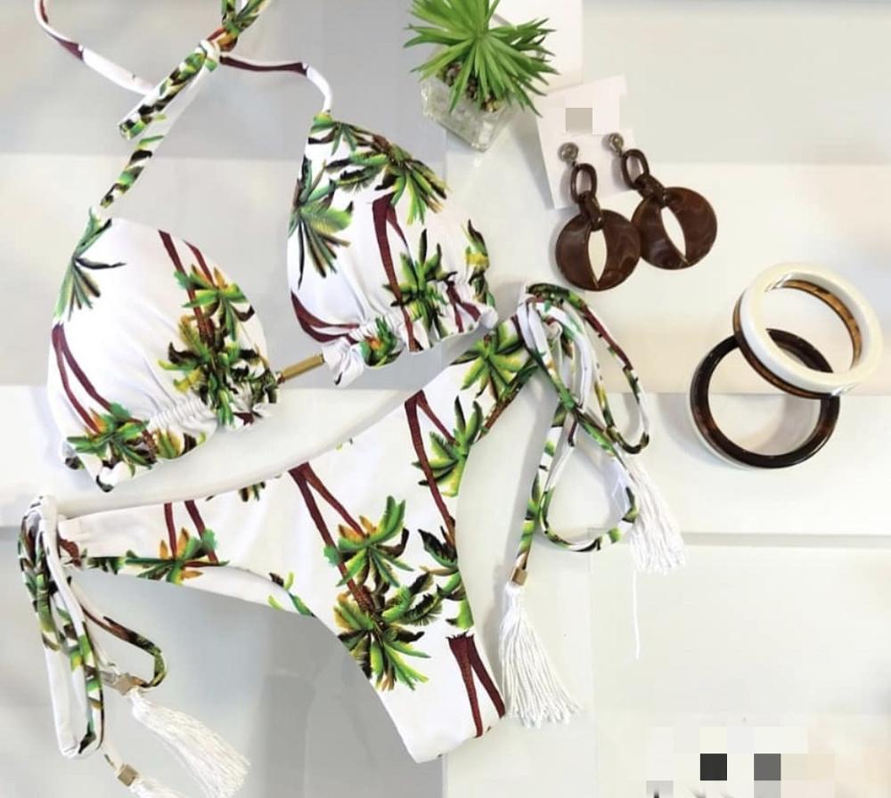 Summer String Brazillian Floral Two Piece Beachwear Set