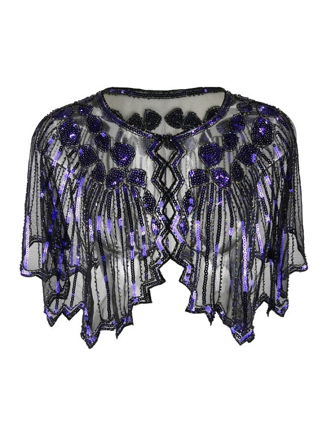 Vintage Geometric Sequin Beaded Flapper Cover Up