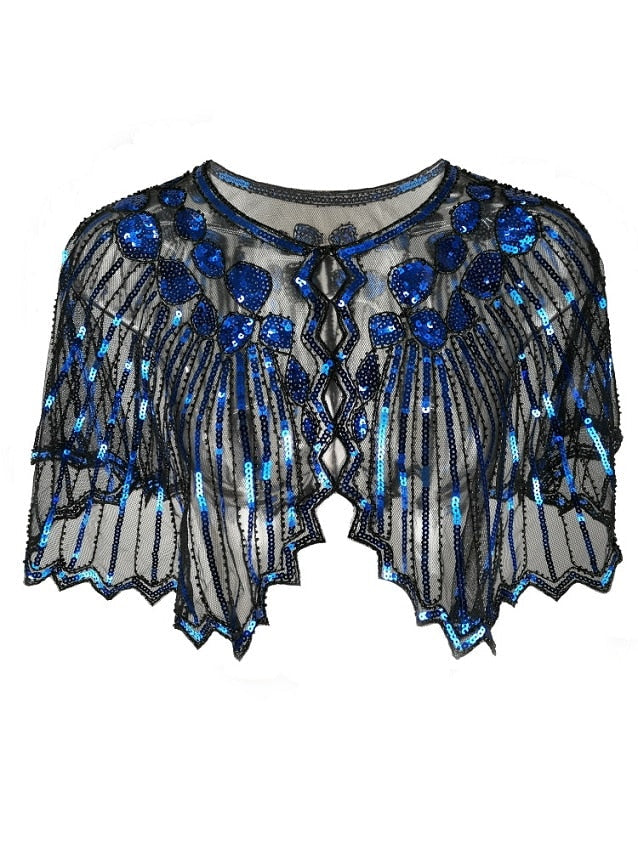 Vintage Geometric Sequin Beaded Flapper Cover Up