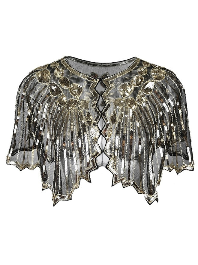 Vintage Geometric Sequin Beaded Flapper Cover Up