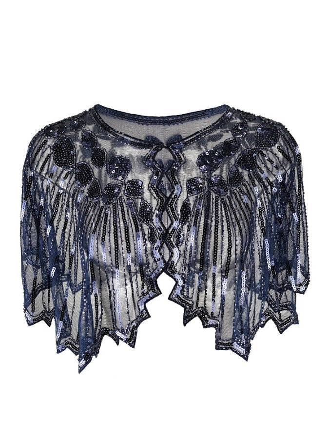 Vintage Geometric Sequin Beaded Flapper Cover Up