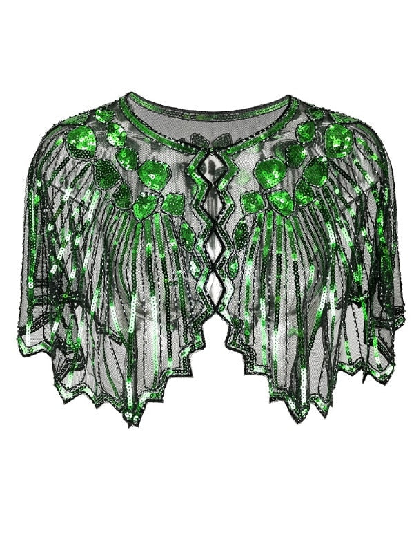 Vintage Geometric Sequin Beaded Flapper Cover Up