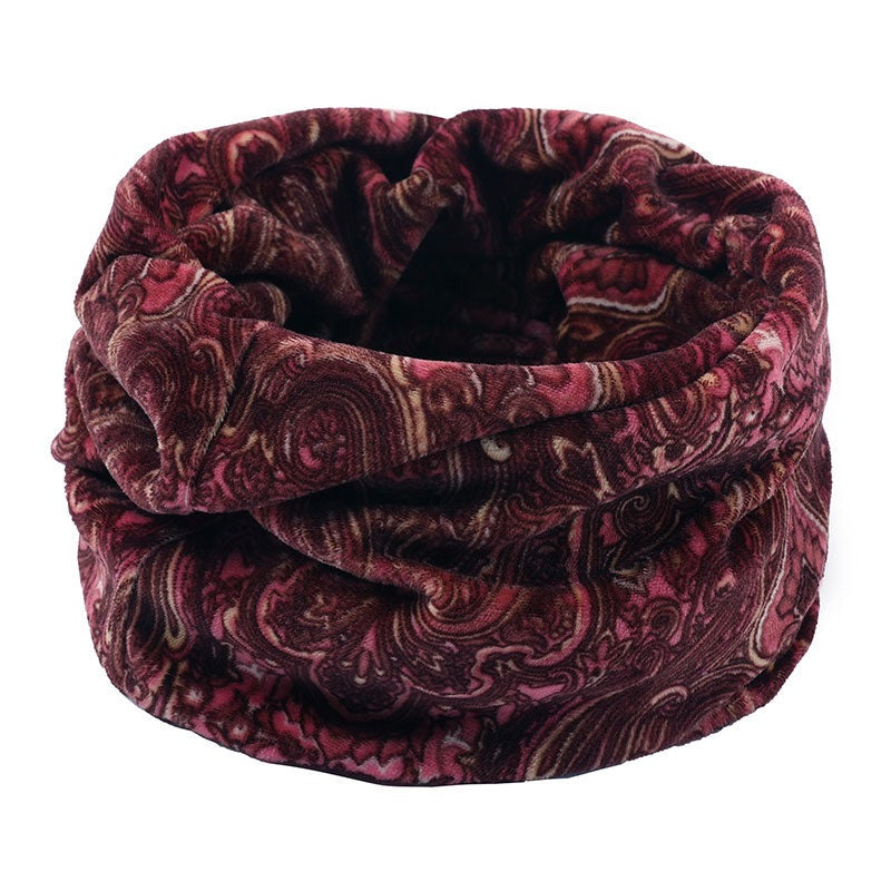 Wool Snood Knitted Winter Warm Plaid Print Chunky Neck Scarf