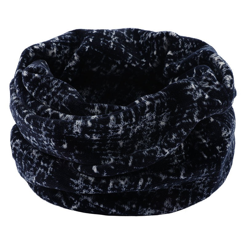 Wool Snood Knitted Winter Warm Plaid Print Chunky Neck Scarf