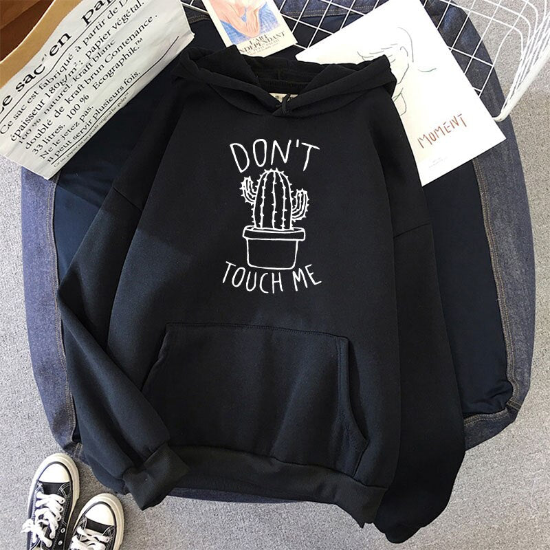 Cactus Printed Casual Winter Plus Size Hooded Sweatshirt