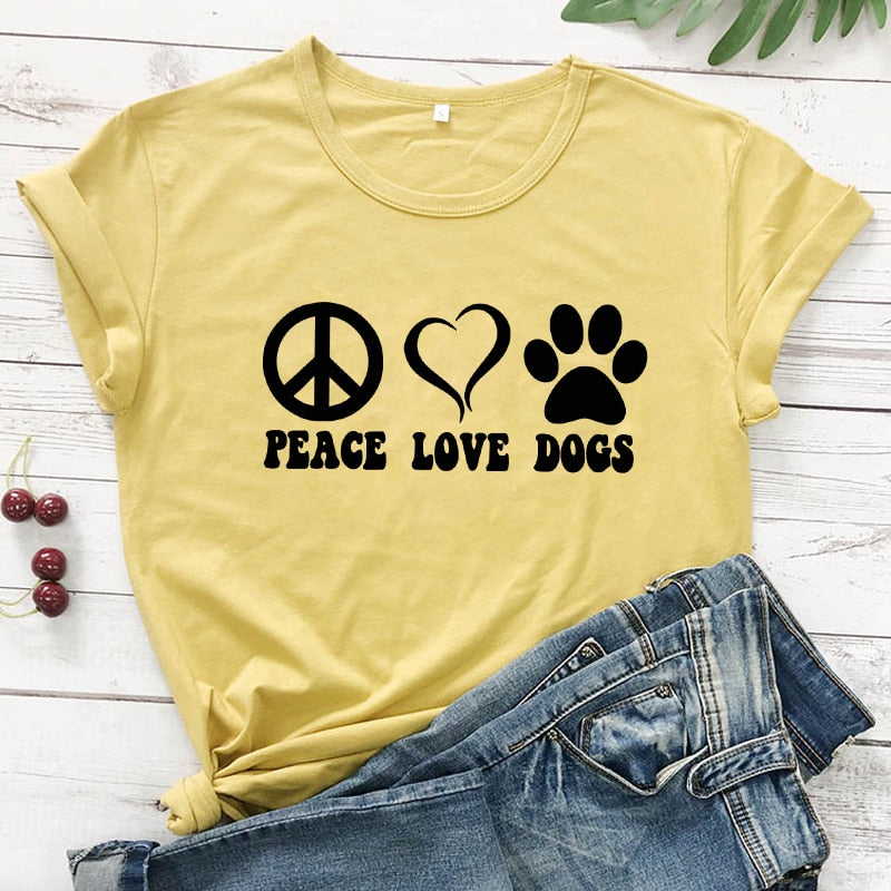 Peace Love Dogs Aesthetic 90s Graphic Slogan Tshirt