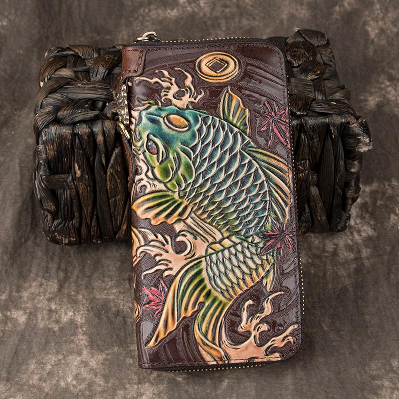 Retro Embossed Purse Leather Multifunction Wallet