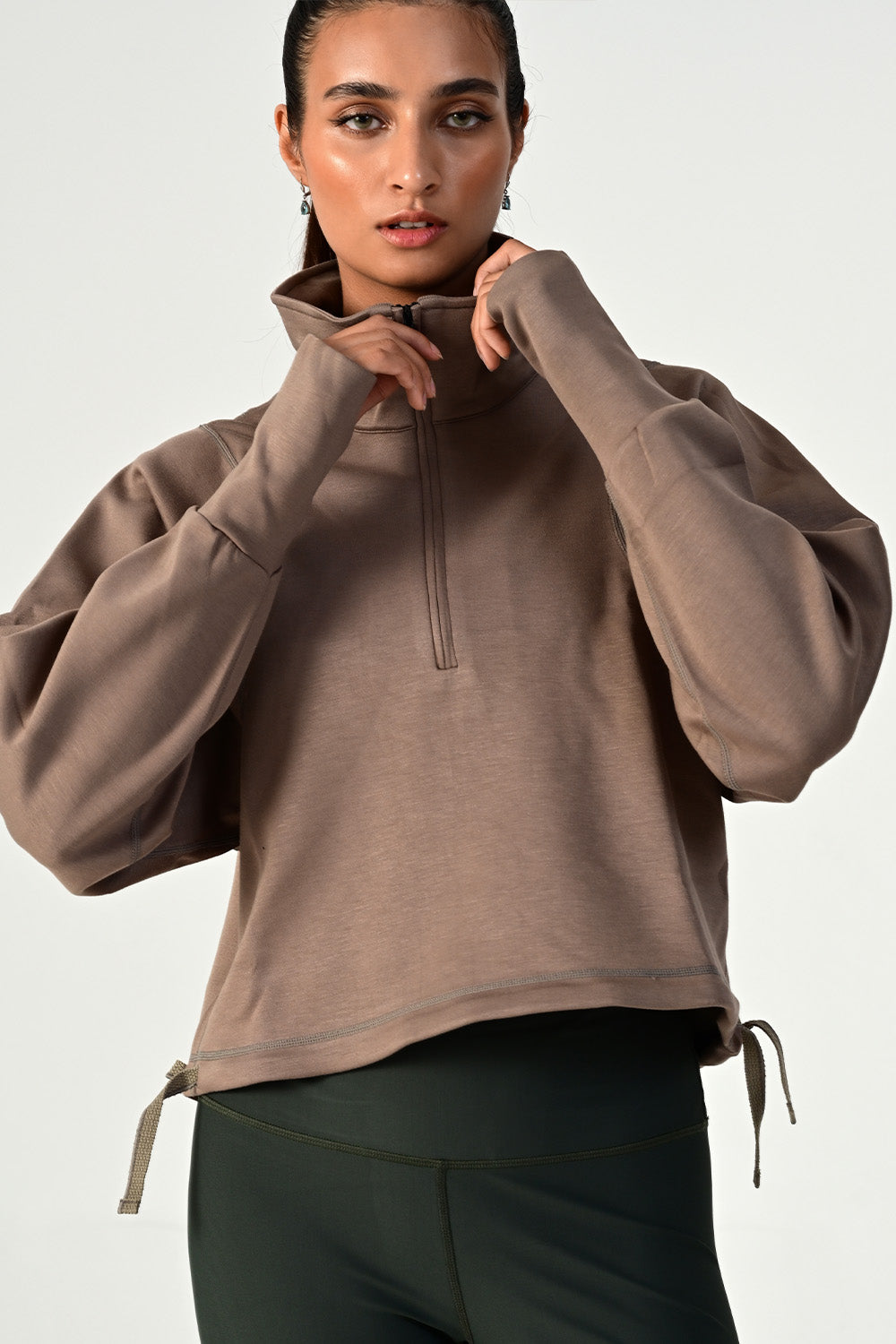 Rodeo Khaki Oversized Half Zip