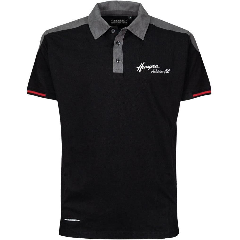 Pagani Huayra Roadster BC Men's Alcantara Polo Shirt - Dark Gray/White Polos Black