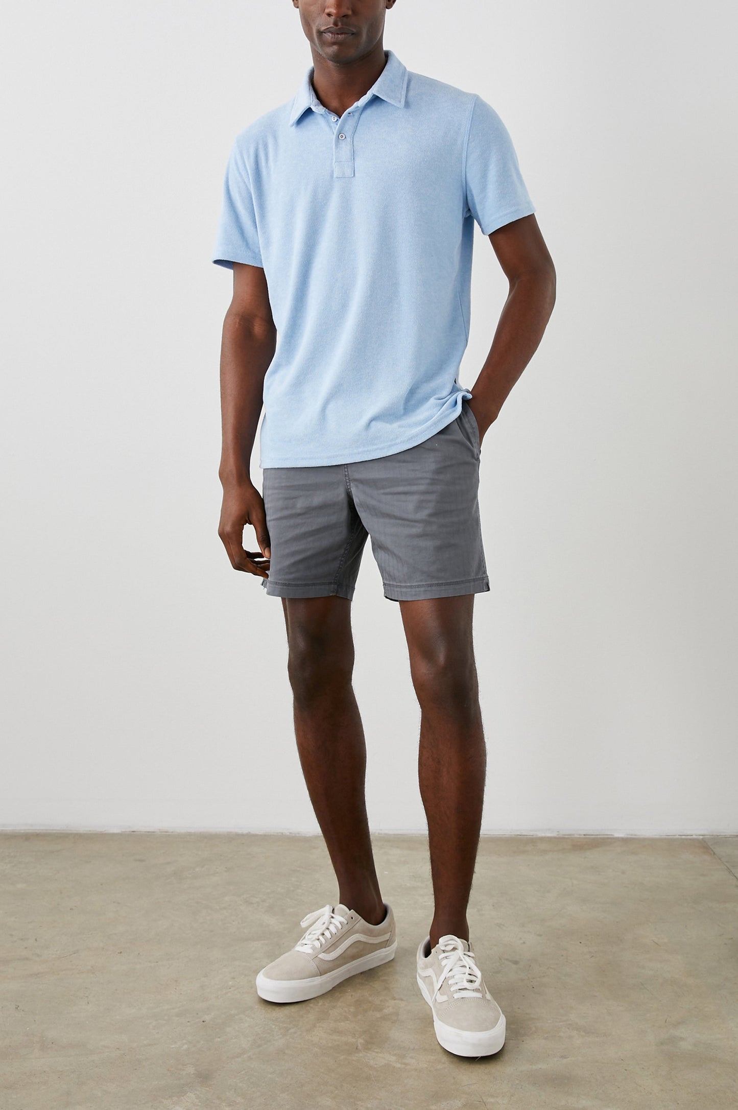 RHEN POLO SHIRT - TERRY CHAMBRAY BLUE