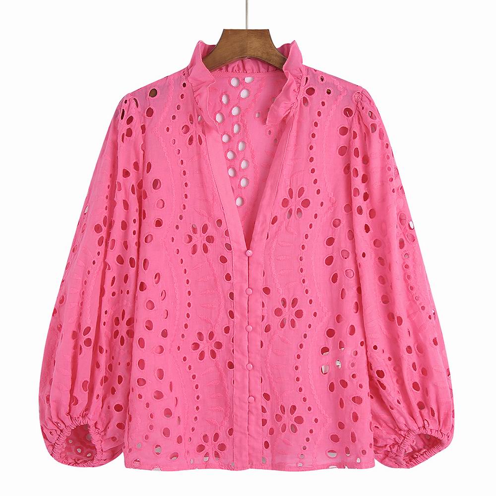 Hollow Out Embroidery Modern Lace Blouse