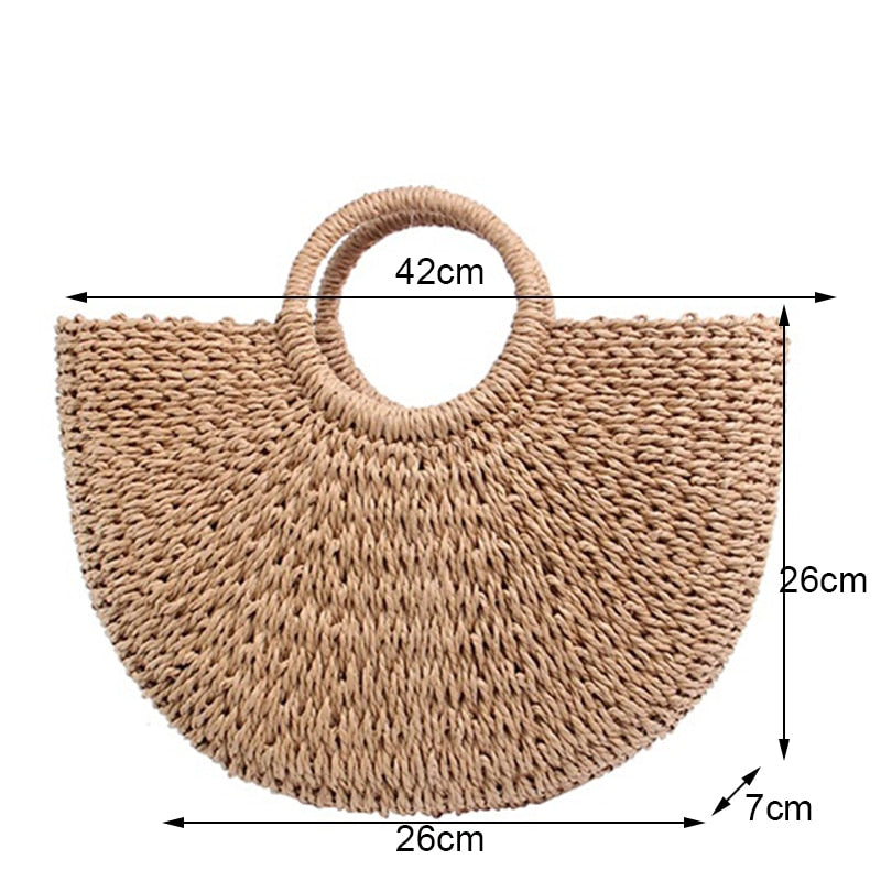 Hollow Out Rattan Straw Woven Large Capacity Shoulder Bag