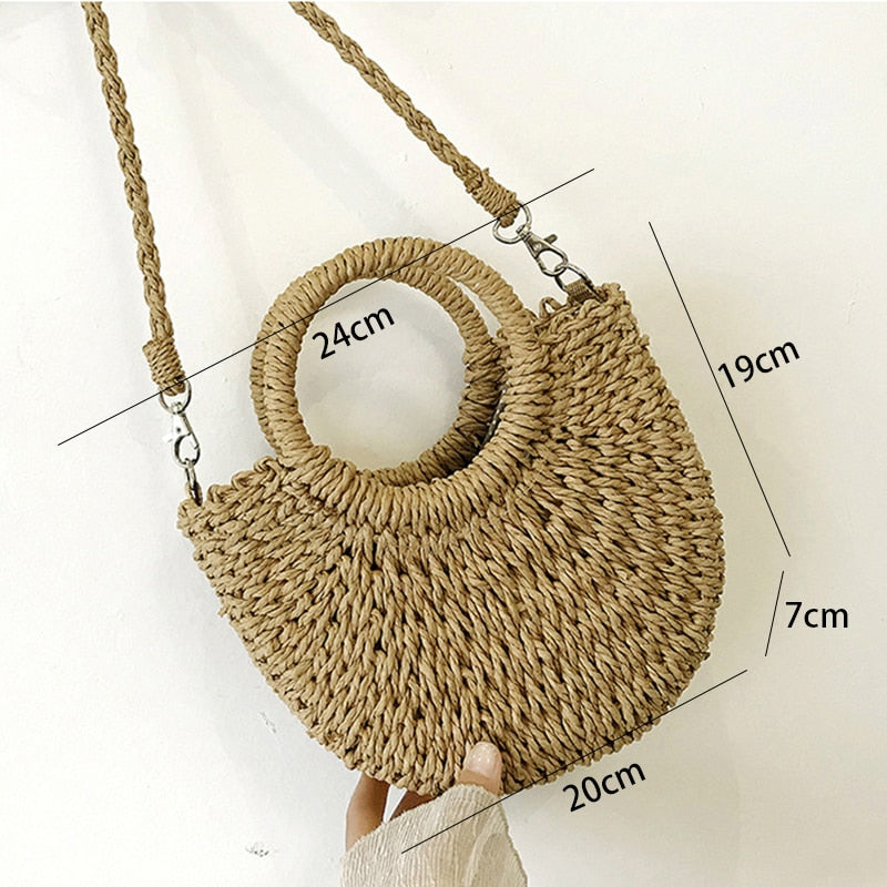 Hollow Out Rattan Straw Woven Large Capacity Shoulder Bag