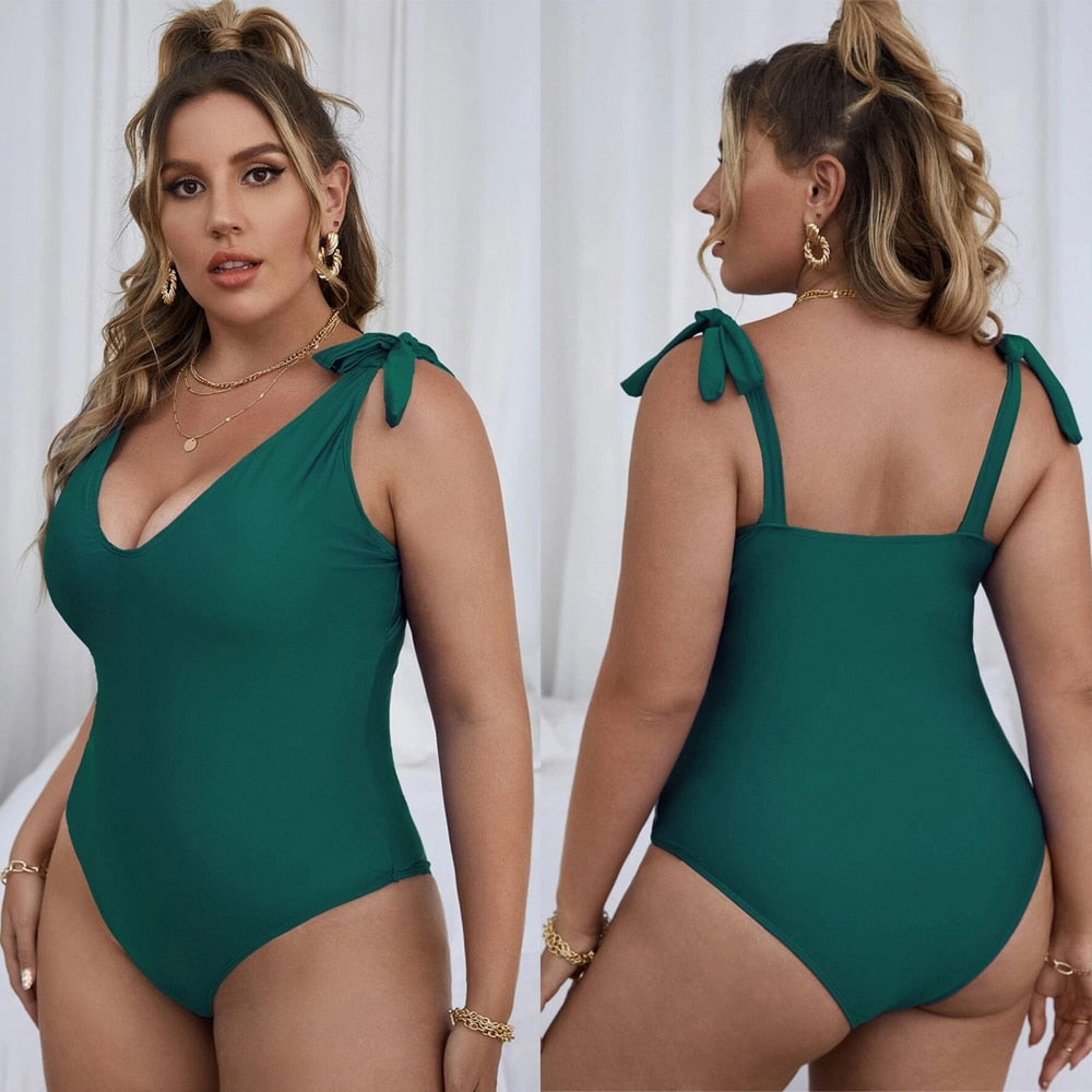 Women Floral Large One Piece Plus size Beachwear - Size L - XL