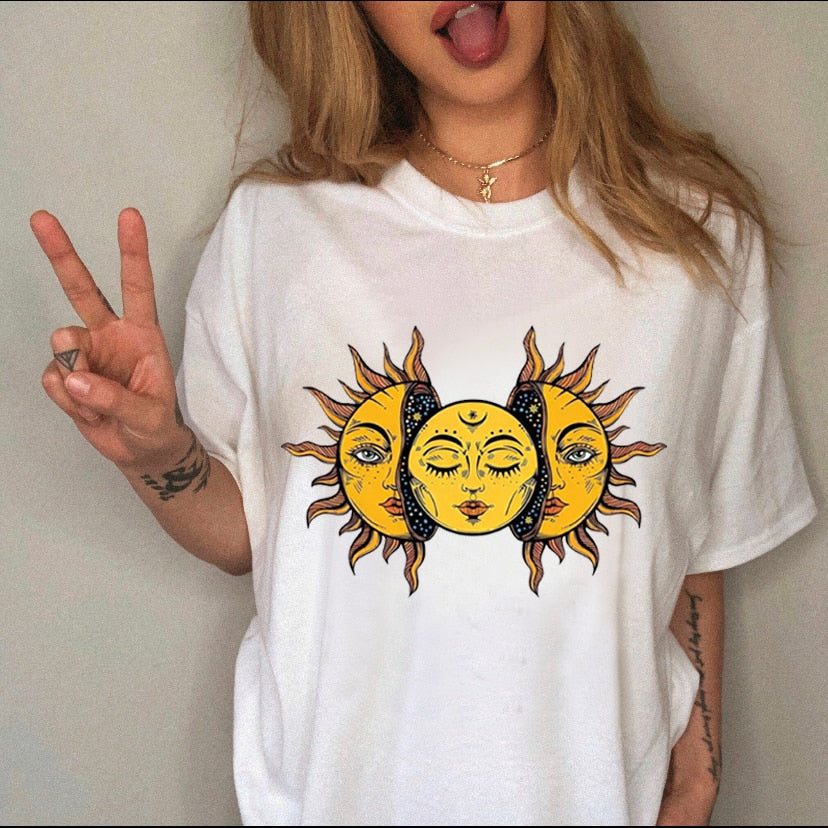 90s Harajuku Witch Summer Short Sleeve Graphic T-shirt - Size Medium