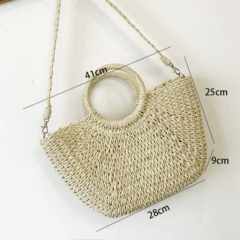 Hollow Out Rattan Straw Woven Large Capacity Shoulder Bag