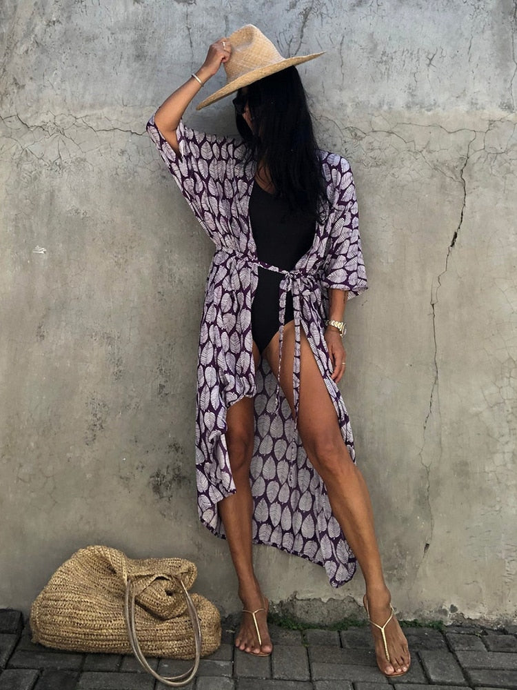 Halo Dye Cover Up Kimono Long Cardigan