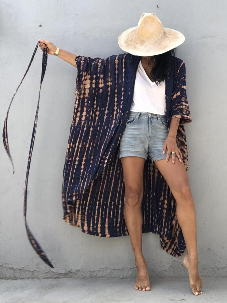 Halo Dye Cover Up Kimono Long Cardigan