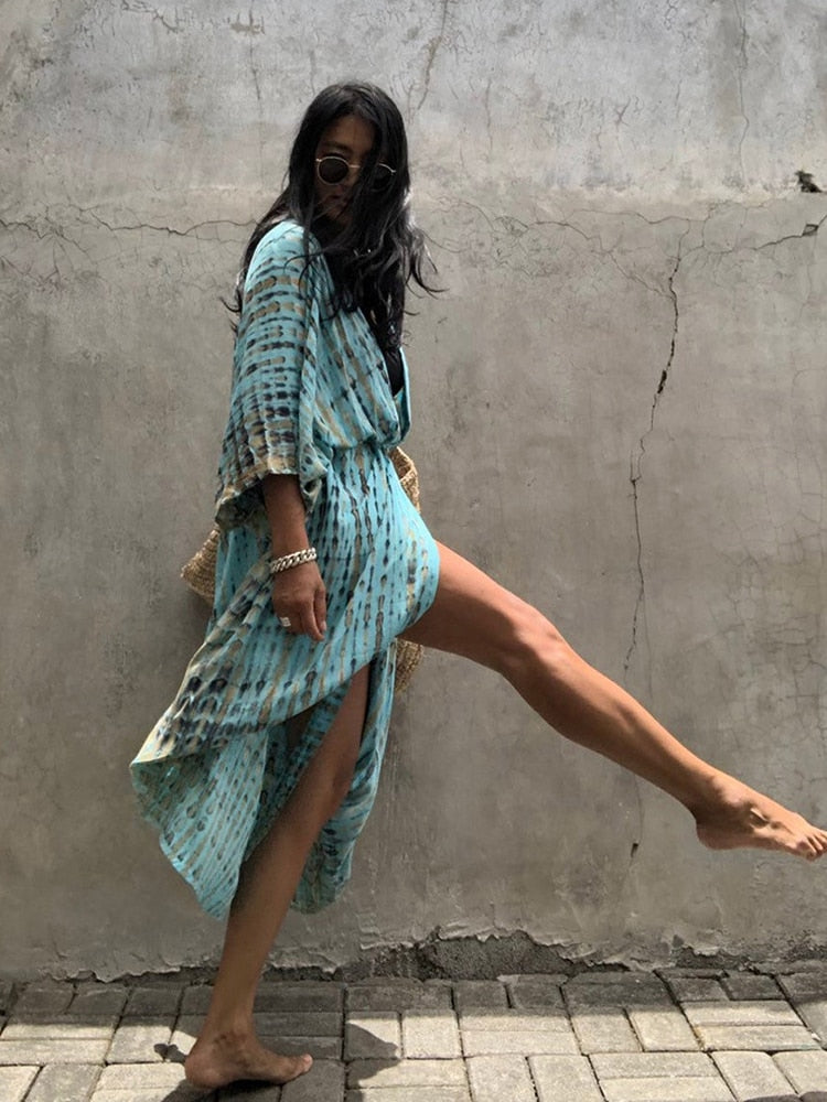 Halo Dye Cover Up Kimono Long Cardigan