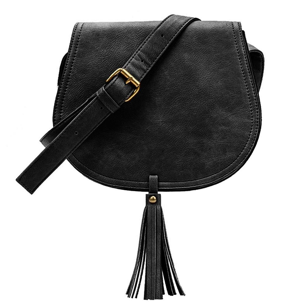 PU Leather Tassel Crossbody Handbag