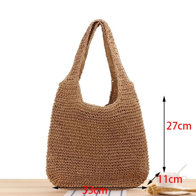 Hollow Out Rattan Straw Woven Large Capacity Shoulder Bag