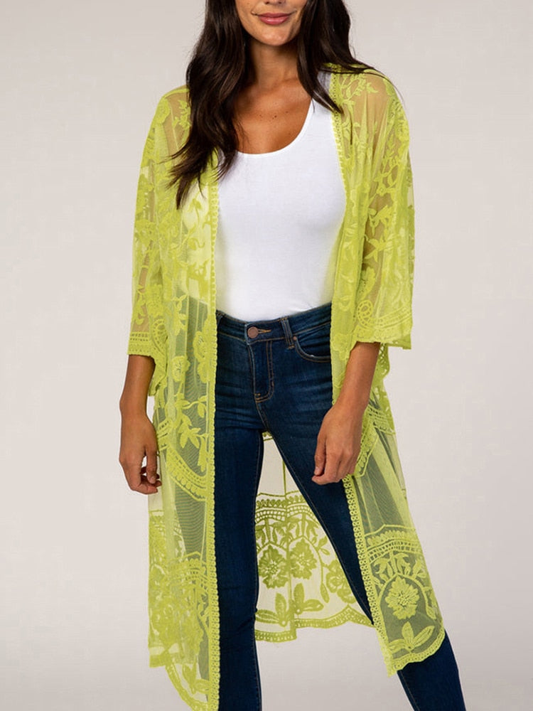 Flare Hollow Out Bohemian Beach Kimono